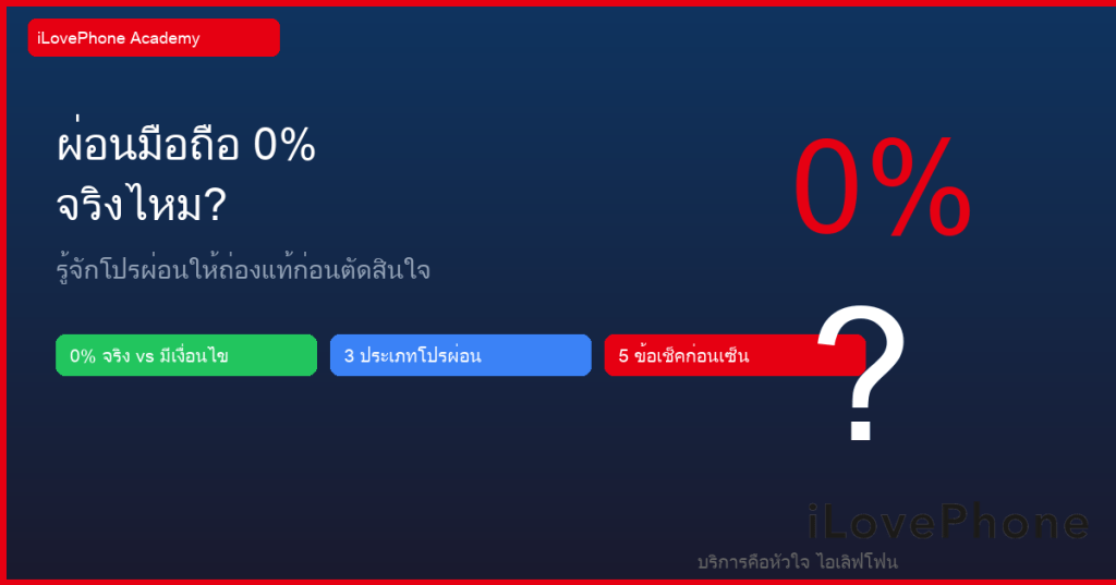 ผ่อนมือถือ 0% จริงไหม? iLovePhone Academy
